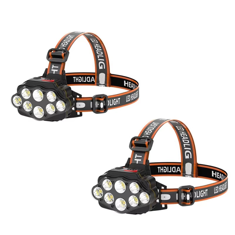 LED Headlamp High Lumen Bright Head Lamp with 8 LED USB Rechargeable Headlight Waterproof Head Flashlight Camping Lantern