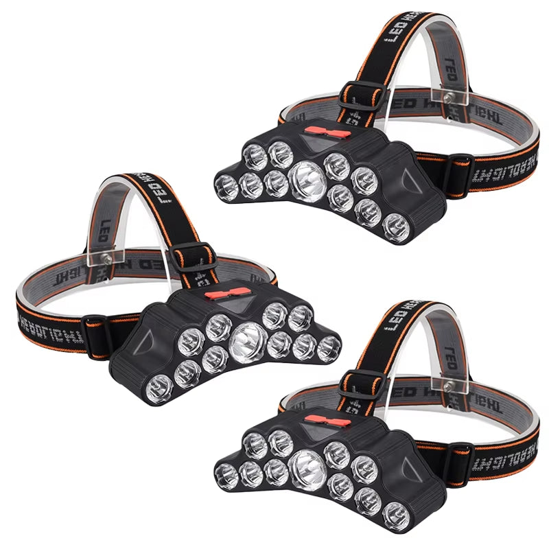 LED Headlamp High Lumen Bright Head Lamp with 8 LED USB Rechargeable Headlight Waterproof Head Flashlight Camping Lantern